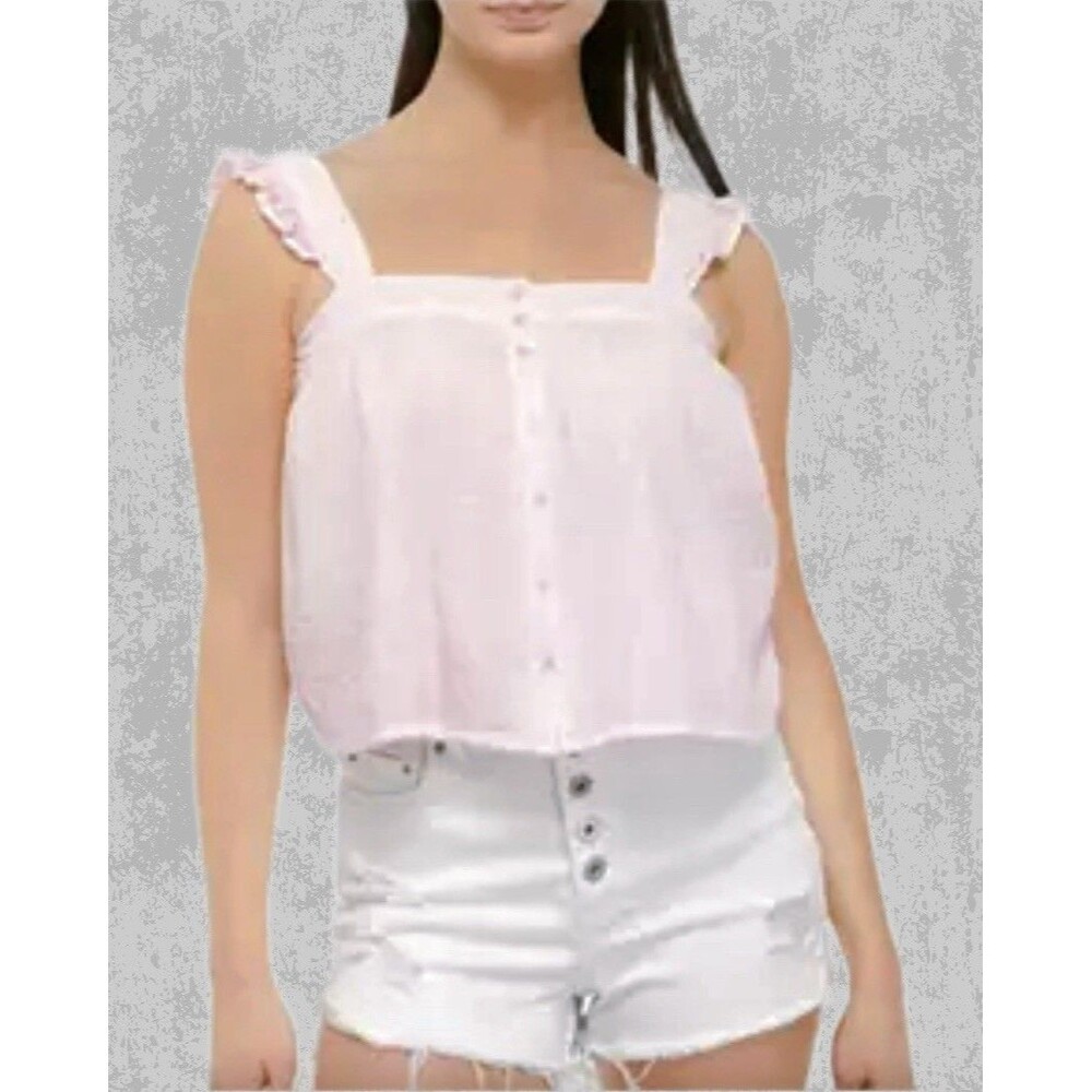 TRUE CRAFT Women’s Pink Gauze Crop Tank Size L 100% Cotton NWT